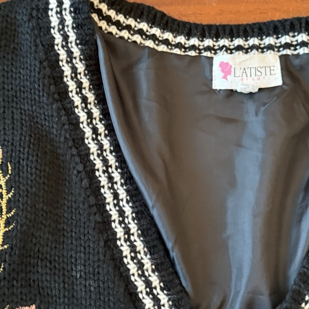 L'Atiste‎ Embroidered Knit Cardigan Jacket Women's S Oversized Floral Boho - Picture 9 of 14